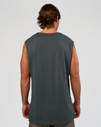 Man wearing Base FLXCotton Tank - Dark Slate | Model:Marcus | Size:L
