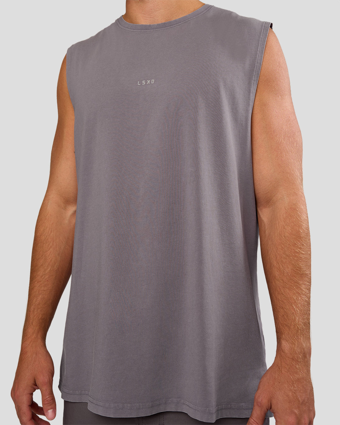 Man wearing Base FLXCotton Tank - Duskstone Washed | Model:Marcus | Size:L
