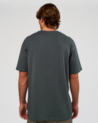 Man wearing Base FLXCotton Tee Oversized - Dark Slate | Model:Marcus | Size:L