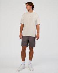 Man wearing Base FLXCotton Tee Oversized - Silver Marl | Model:Marcus | Size:L
