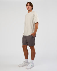 Man wearing Base FLXCotton Tee Oversized - Silver Marl | Model:Marcus | Size:L