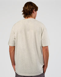 Man wearing Base FLXCotton Tee Oversized - Silver Marl | Model:Marcus | Size:L
