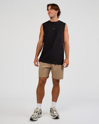 Man wearing Base Heavyweight FLXCotton Tank Regular Fit +2cm - Black | Model:Marcus | Size:L