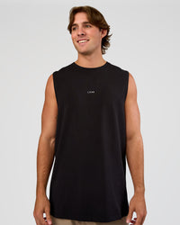 Man wearing Base Heavyweight FLXCotton Tank Regular Fit +2cm - Black | Model:Marcus | Size:L