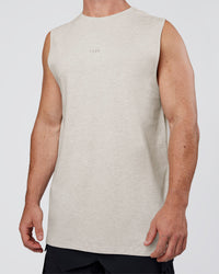 Man wearing Base Heavyweight FLXCotton Tank Regular Fit +2cm - Silver Marl | Model:Adam | Size:L