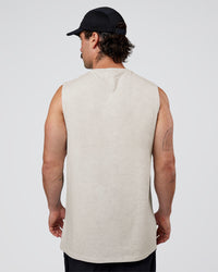 Man wearing Base Heavyweight FLXCotton Tank Regular Fit +2cm - Silver Marl | Model:Adam | Size:L