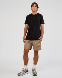 Man wearing Base Heavyweight FLXCotton Tee Regular Fit +2cm - Black | Model:Marcus | Size:L