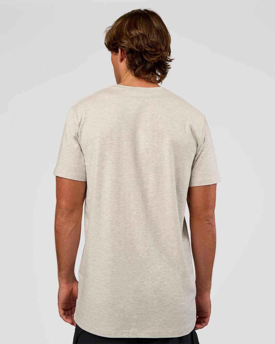 Man wearing Base Heavyweight FLXCotton Tee Regular Fit +2cm - Silver Marl | Model:Marcus | Size:L
