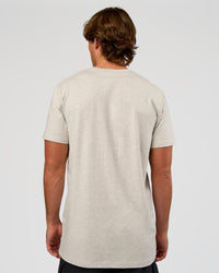 Man wearing Base Heavyweight FLXCotton Tee Regular Fit +2cm - Silver Marl | Model:Marcus | Size:L