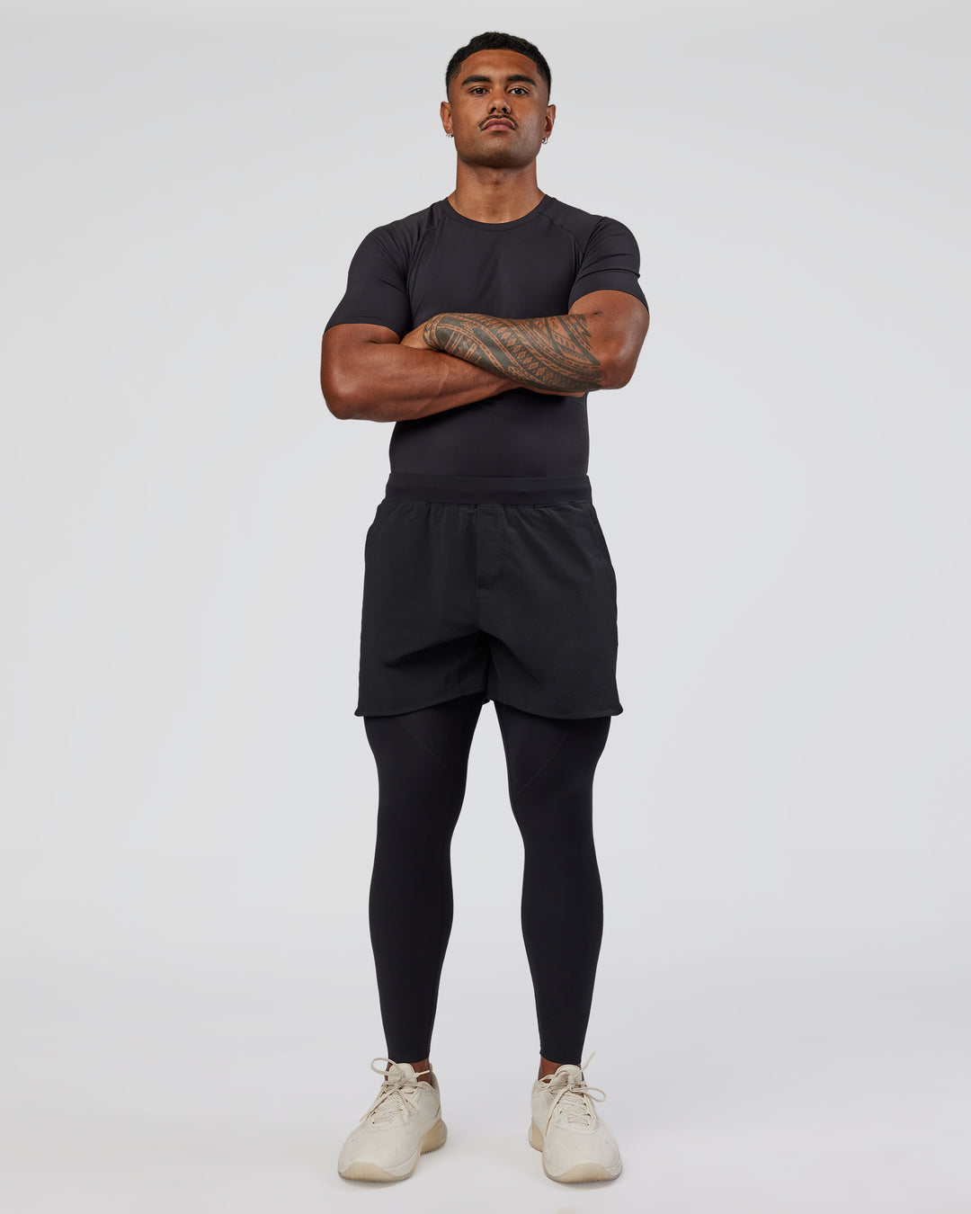 Man wearing BaseTech Tee - Black | Model:Xav | Size:L