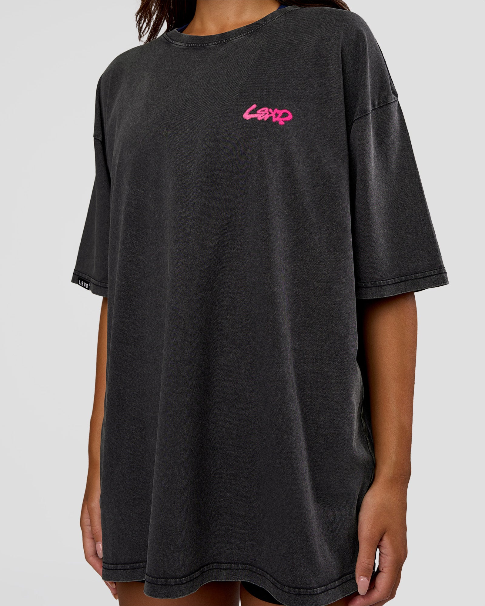Break Through FLXCotton Oversized Tee - Black Washed-Plum Caspia