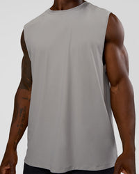 Man wearing Cadence MicroMotion Muscle Tank - Alloy | Model:Sam | Size:L