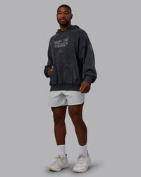 Man wearing Chrome Washed Oversized Hoodie - Black | Model:Sam | Size:L