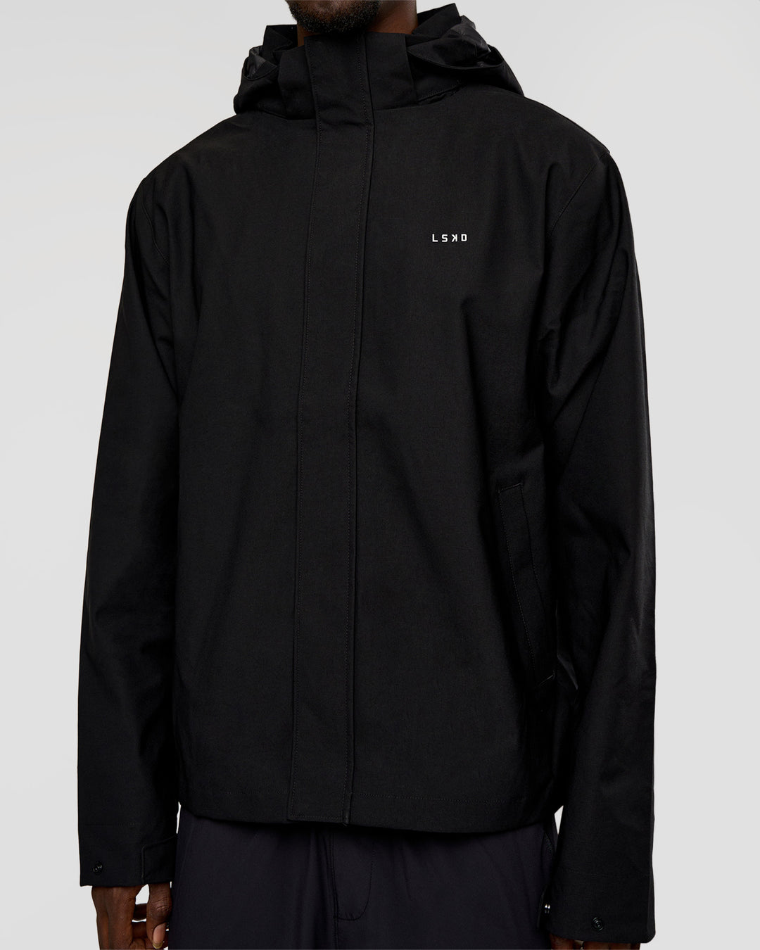 Man wearing Coaches Jacket - Black | Model:Okello | Size:L