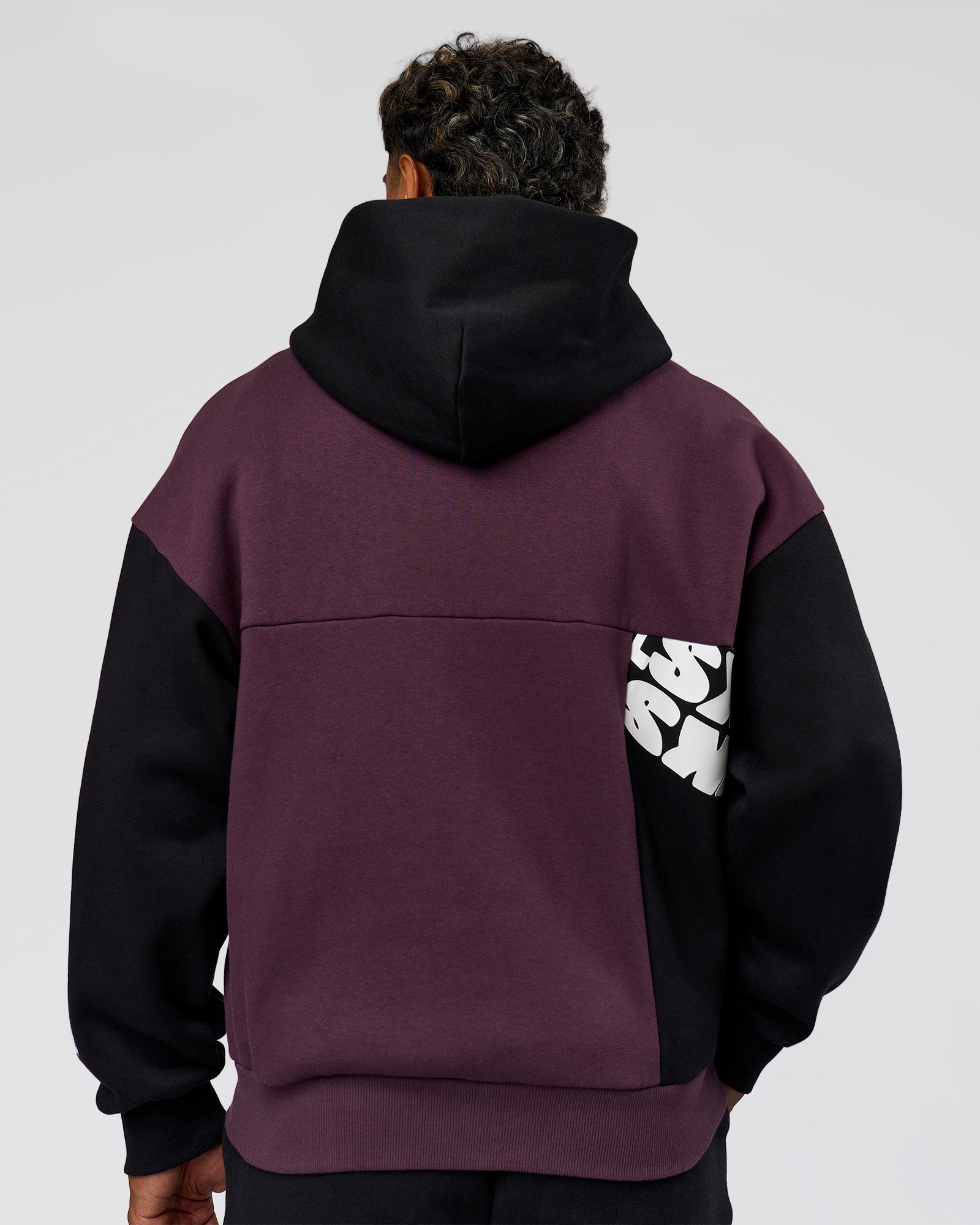 Deconstructed Fleece Hoodie - Caviar-Midnight Plum | LSKD