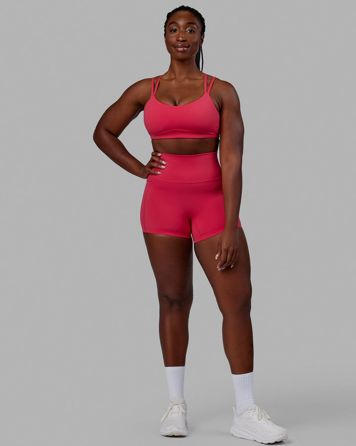 Woman wearing Elixir X-Short Tights With Pockets - Raspberry