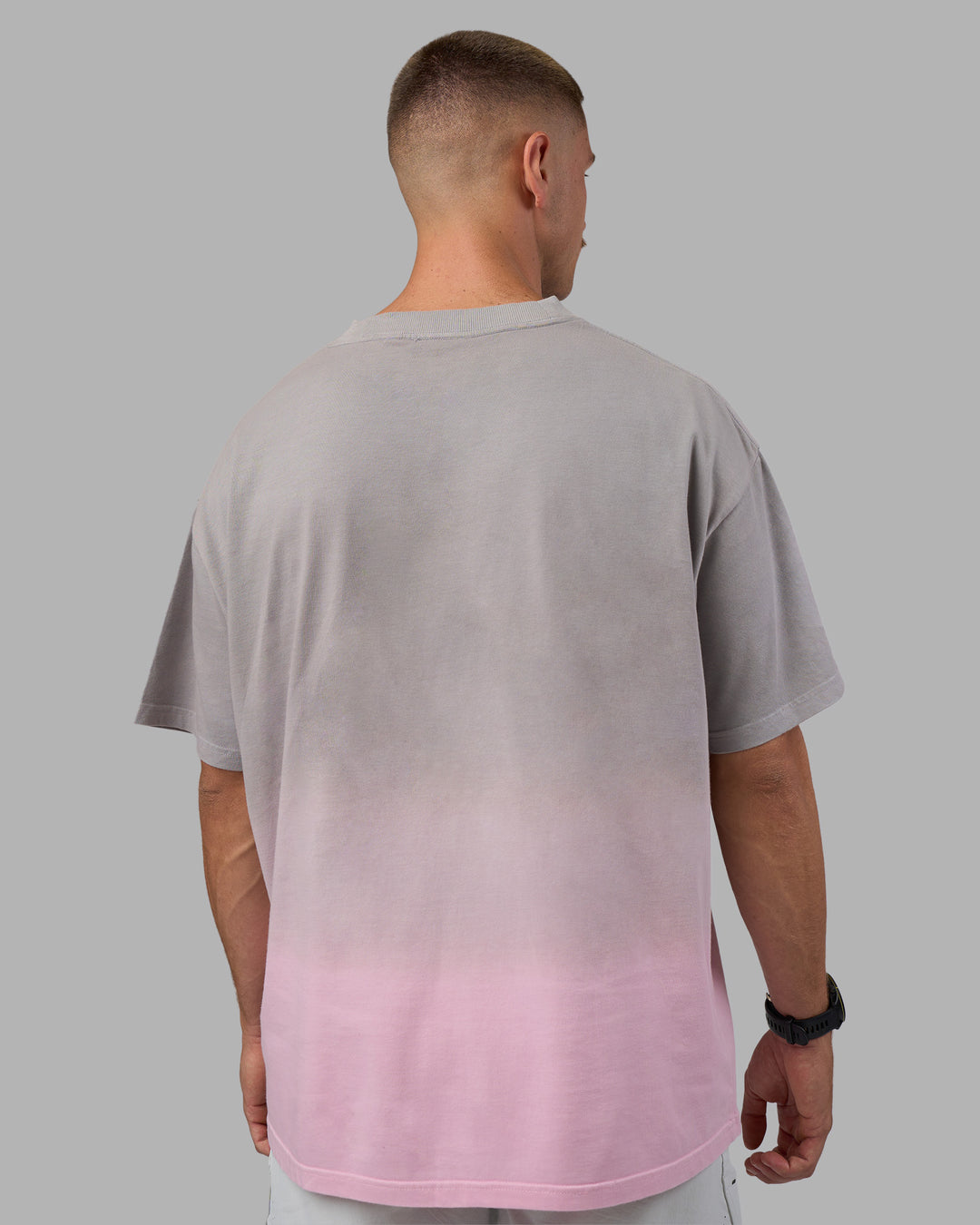 Man wearing Faded Heavyweight Oversized Tee - Circular Grey-Marshmallow | Model:Nikola | Size:L