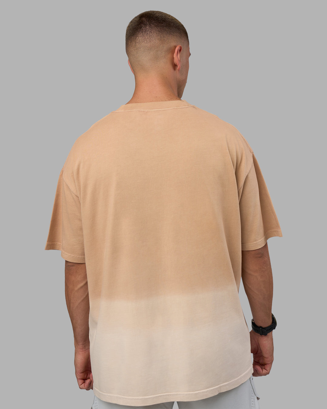 Man wearing Faded Heavyweight Oversized Tee - Warm Smoke-White | Model:Nikola | Size:L