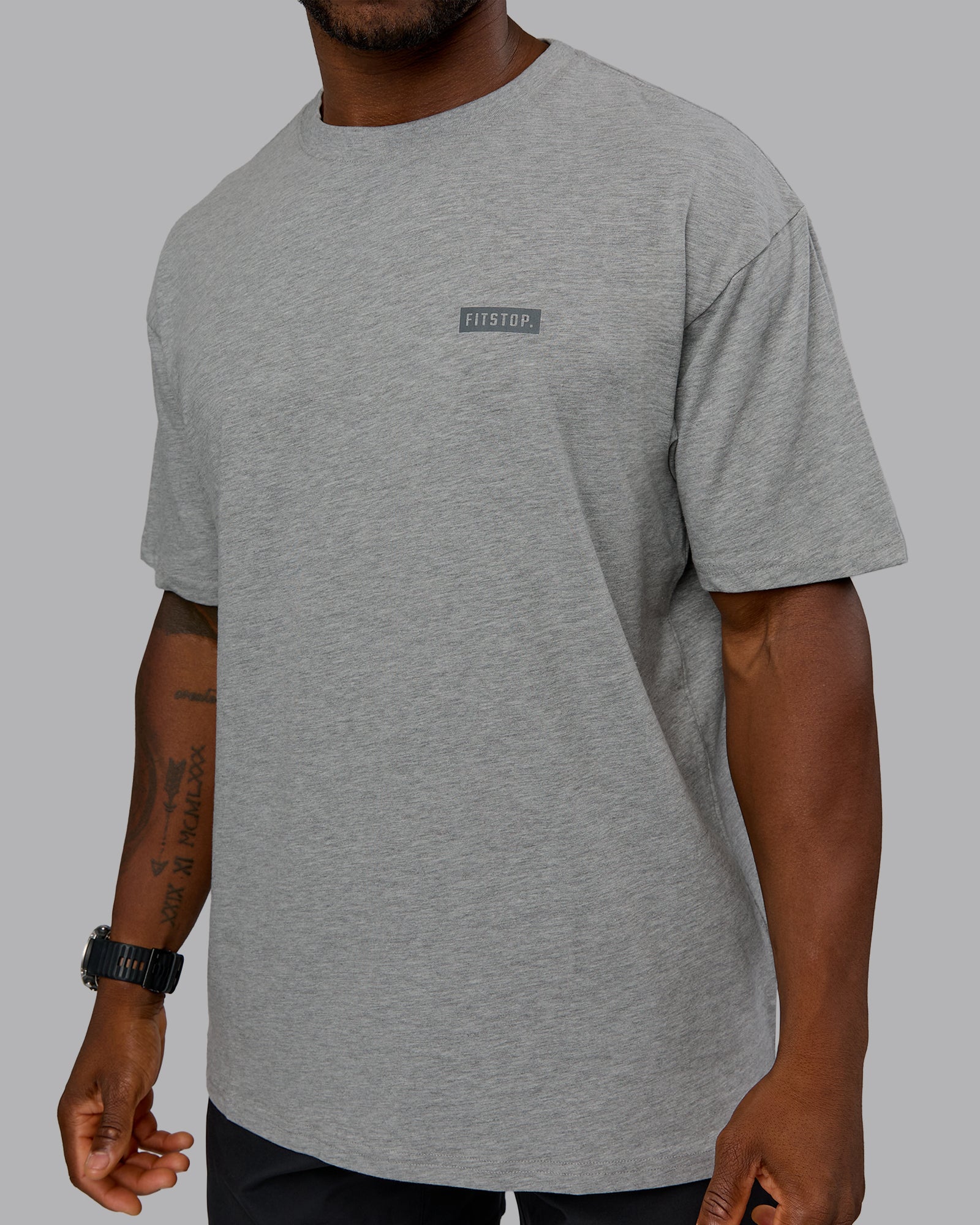 Fitstop Embrace the Sweat Tee - Light Grey Marl-Cool Grey | LSKD