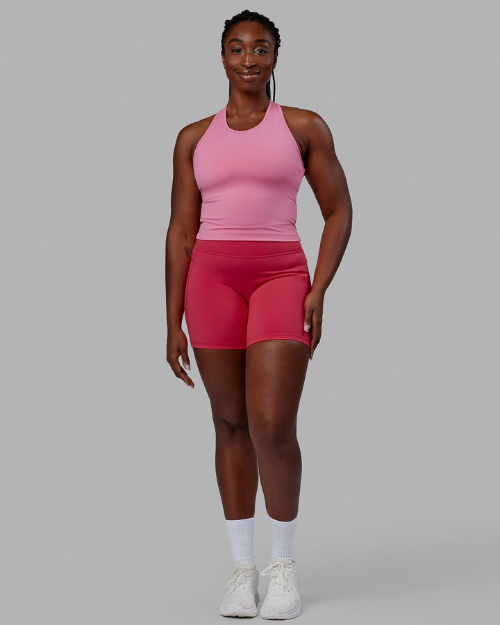 Woman wearing Flow Performance Tank - Pink Rose