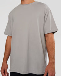 Man wearing Forever EffortlessTech Tee - Alloy | Model:Marcus | Size:L