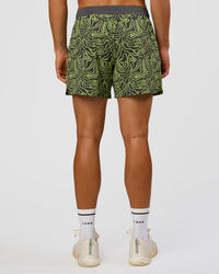Man wearing Functional Training 5" Short - Friction Print Hyper Green | Model:Jackson | Size:L