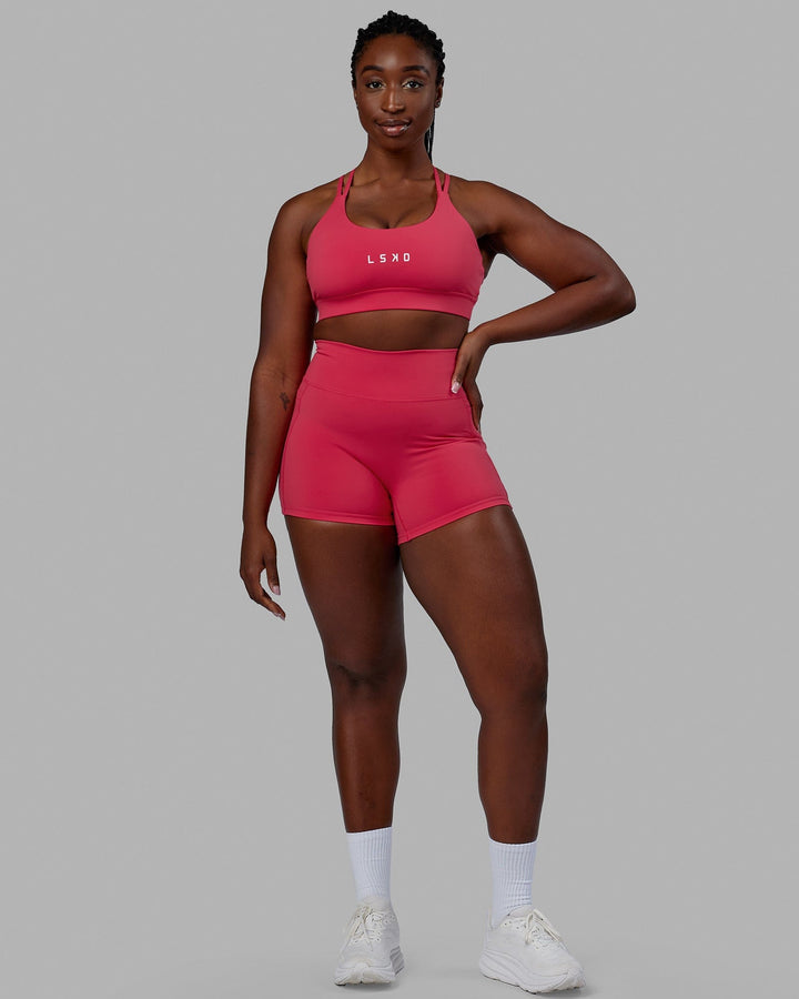 Woman wearing Fusion X-Short Tights - Raspberry