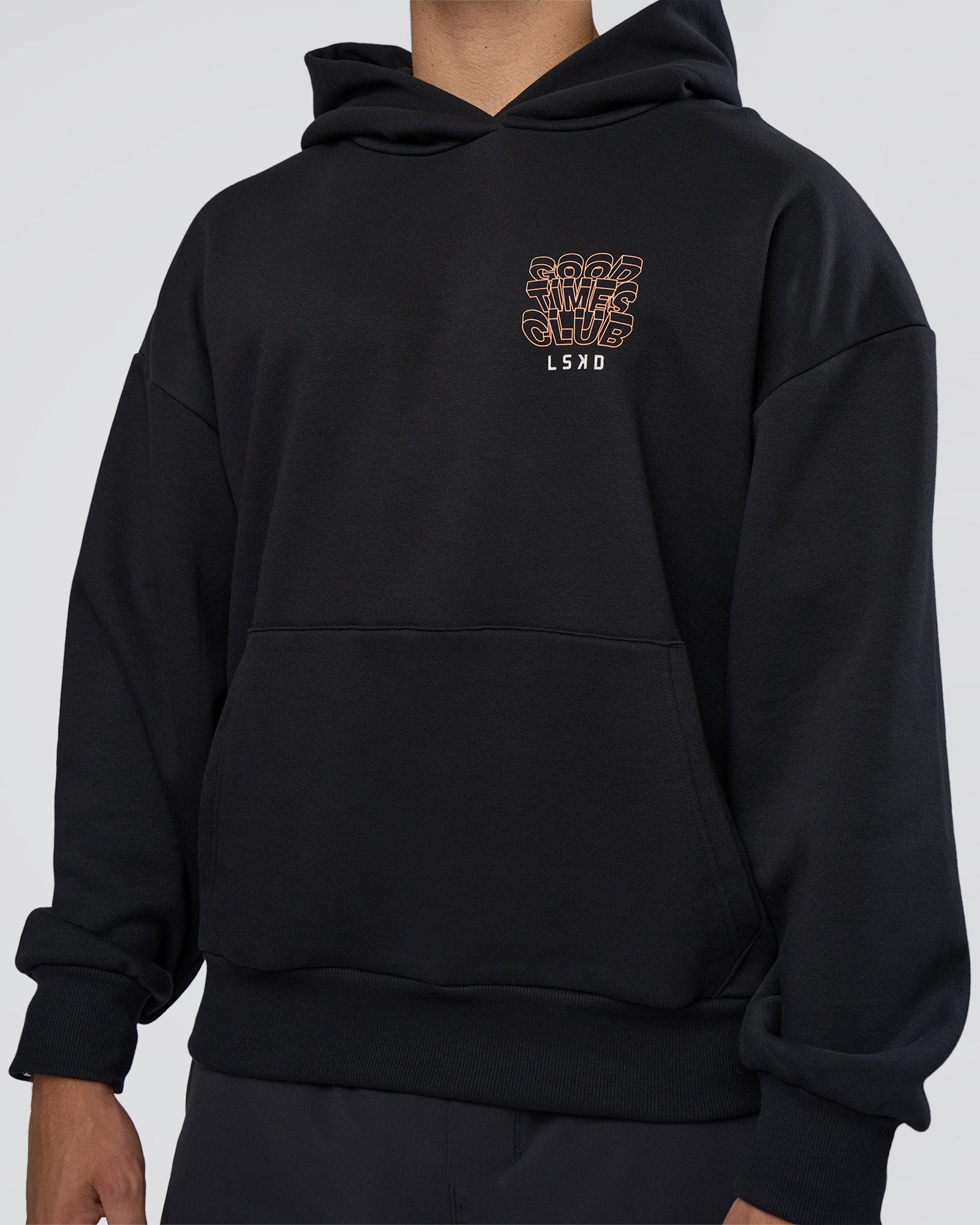 GTC CVC Fleece Unisex Oversized Hoodie - Black-Cantaloupe | LSKD