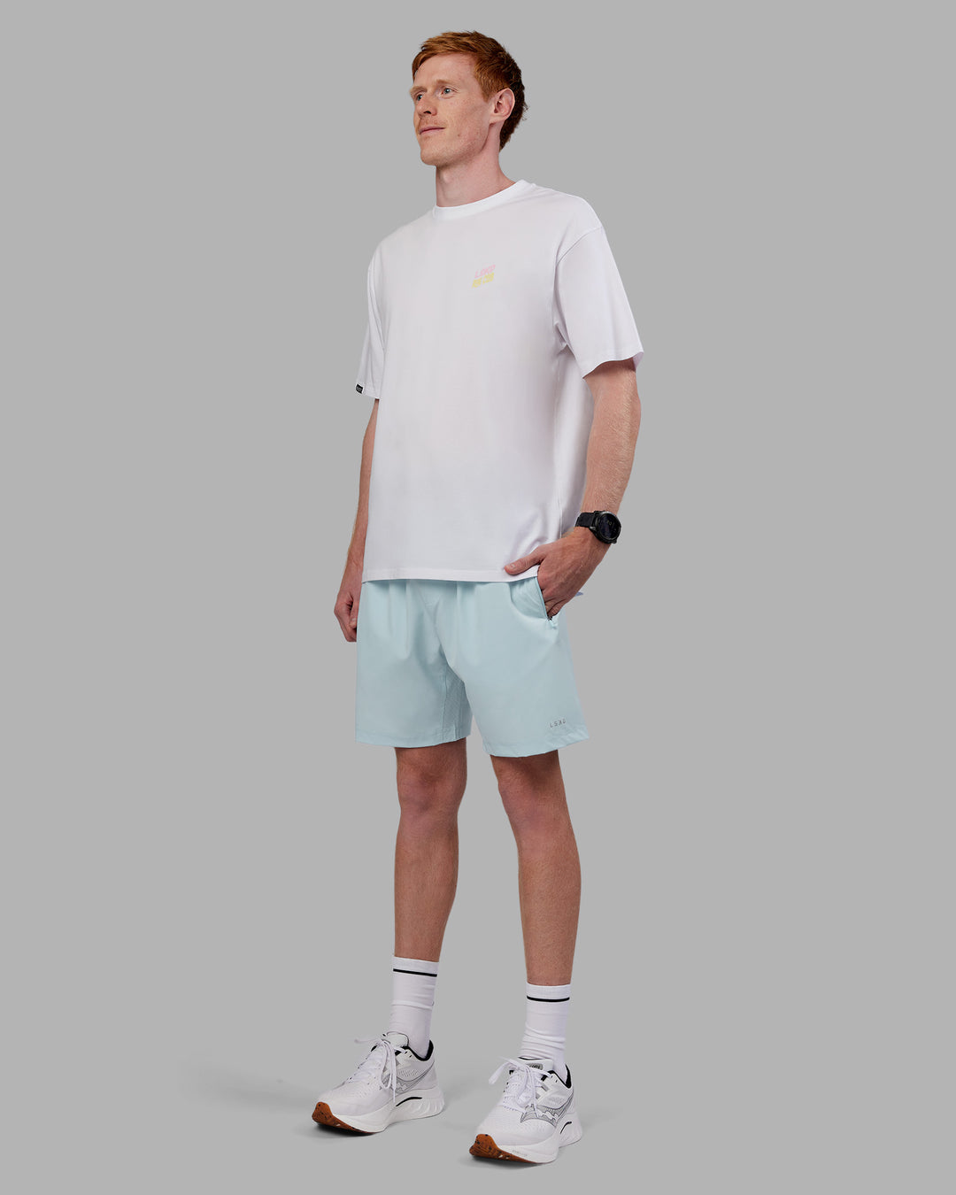 Man wearing Grace Grove FLXCotton Oversize Tee - White | Model:Zac | Size:L