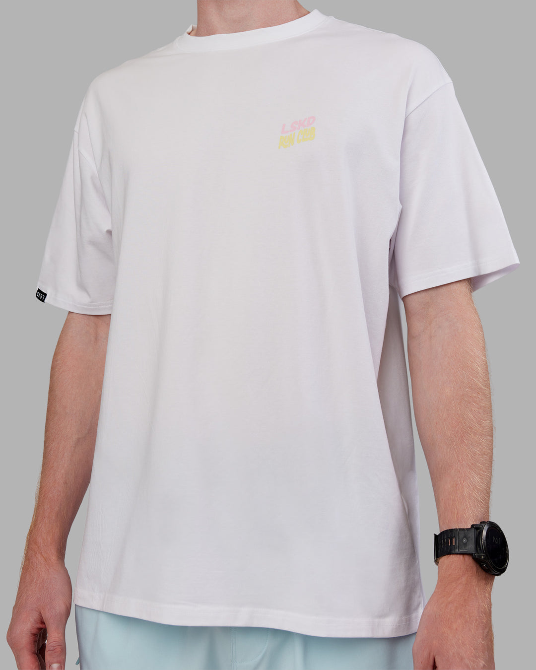 Man wearing Grace Grove FLXCotton Oversize Tee - White | Model:Zac | Size:L