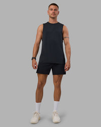 Man wearing Hybrid Lined 5" Short - Black-Reflective | Model:Nikola | Size:L