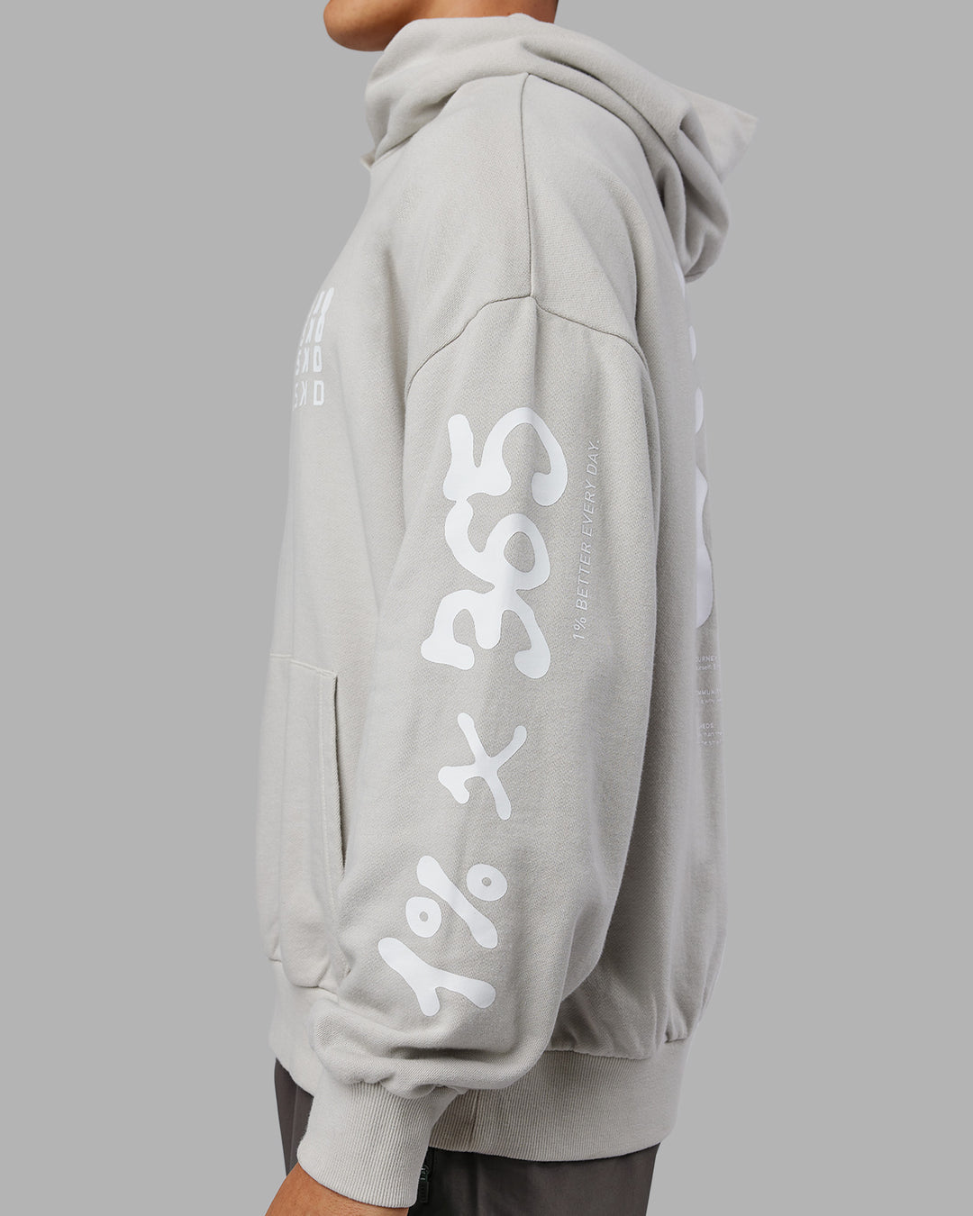 Man wearing Journey Washed Unisex Oversize Hoodie - Digital Mist-White | Model:Jackson | Size:L