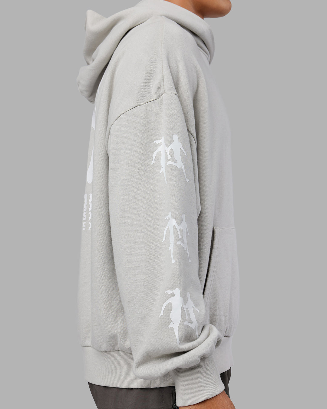 Man wearing Journey Washed Unisex Oversize Hoodie - Digital Mist-White | Model:Jackson | Size:L