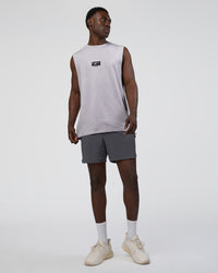 Man wearing Kettle-B FLXCotton Muscle Tank - Galactic Lilac-Black | Model:Paabio | Size:L