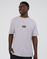 Man wearing Kettle B FLXCotton Oversized Tee - Galactic Lilac-Black | Model:Paabio | Size:L