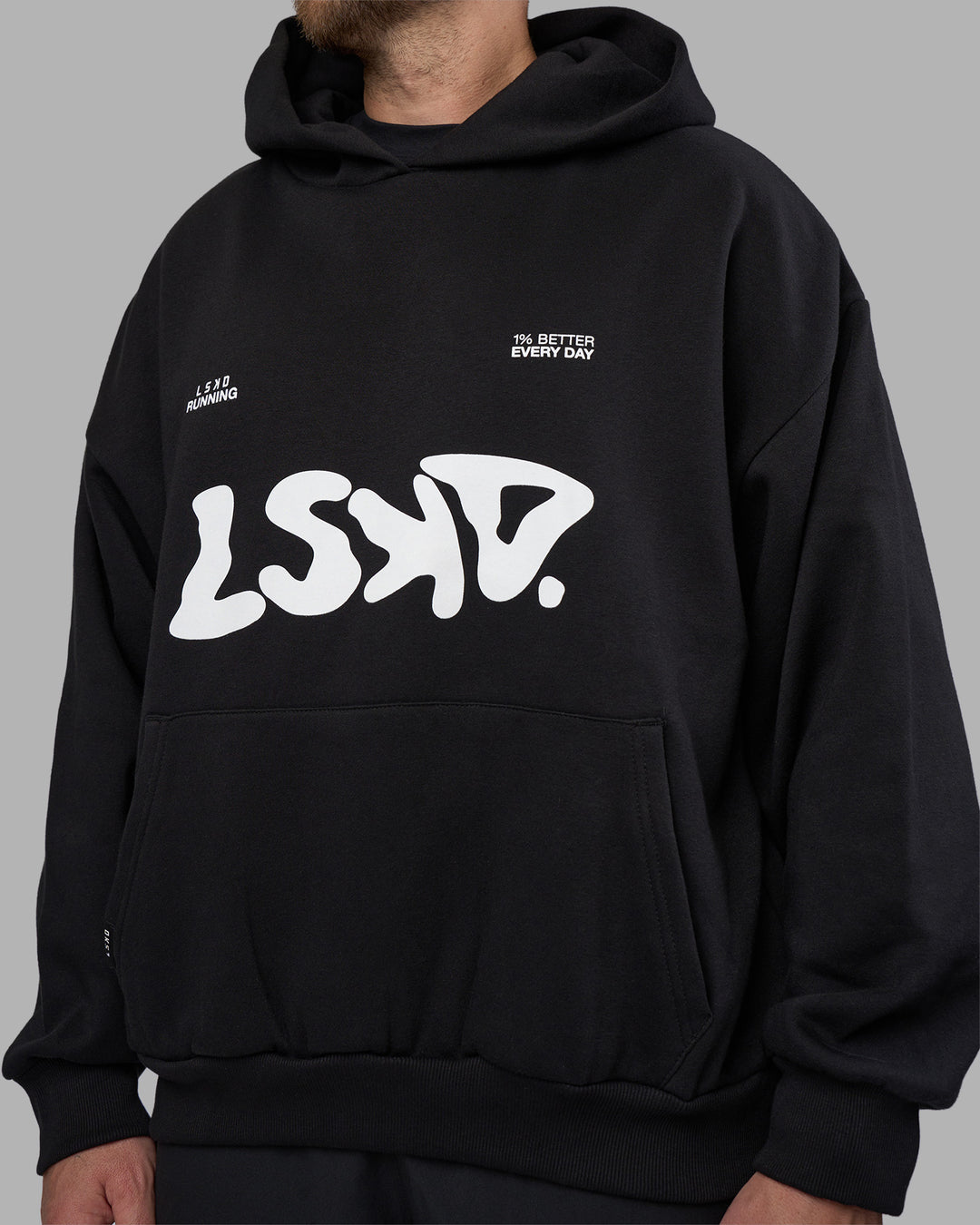 Man wearing LSKD TRD Hoodie - Black | Model:Macca | Size:L