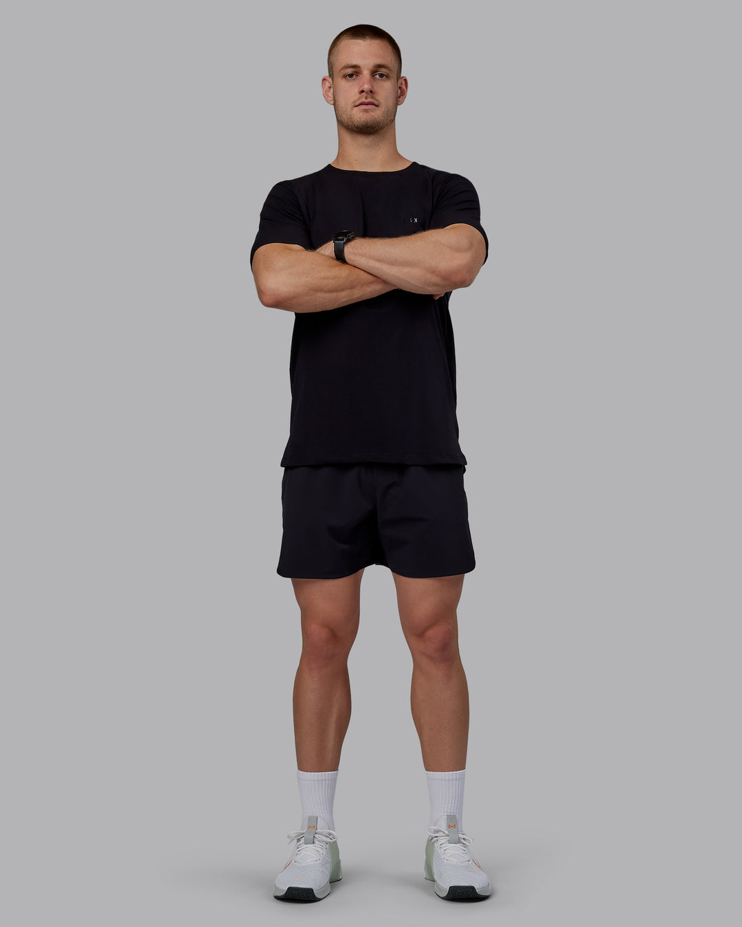 Man wearing Lift 6&quot; Performance Shorts - Black-Reflective