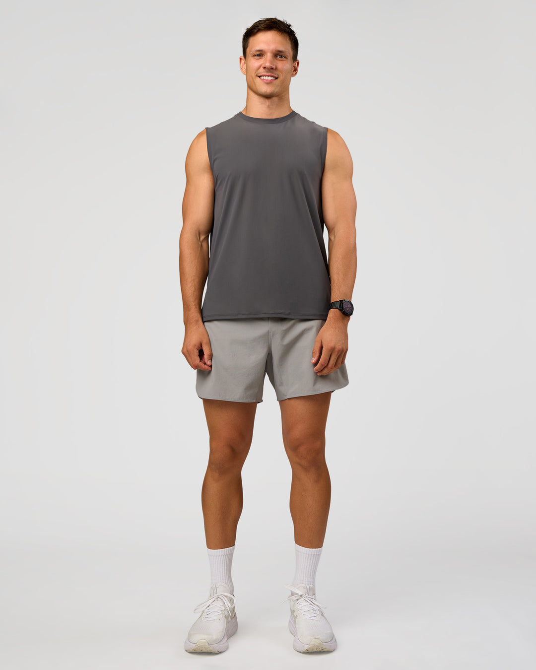 Man wearing Lift 6" Short - Alloy | Model:Liam | Size:L