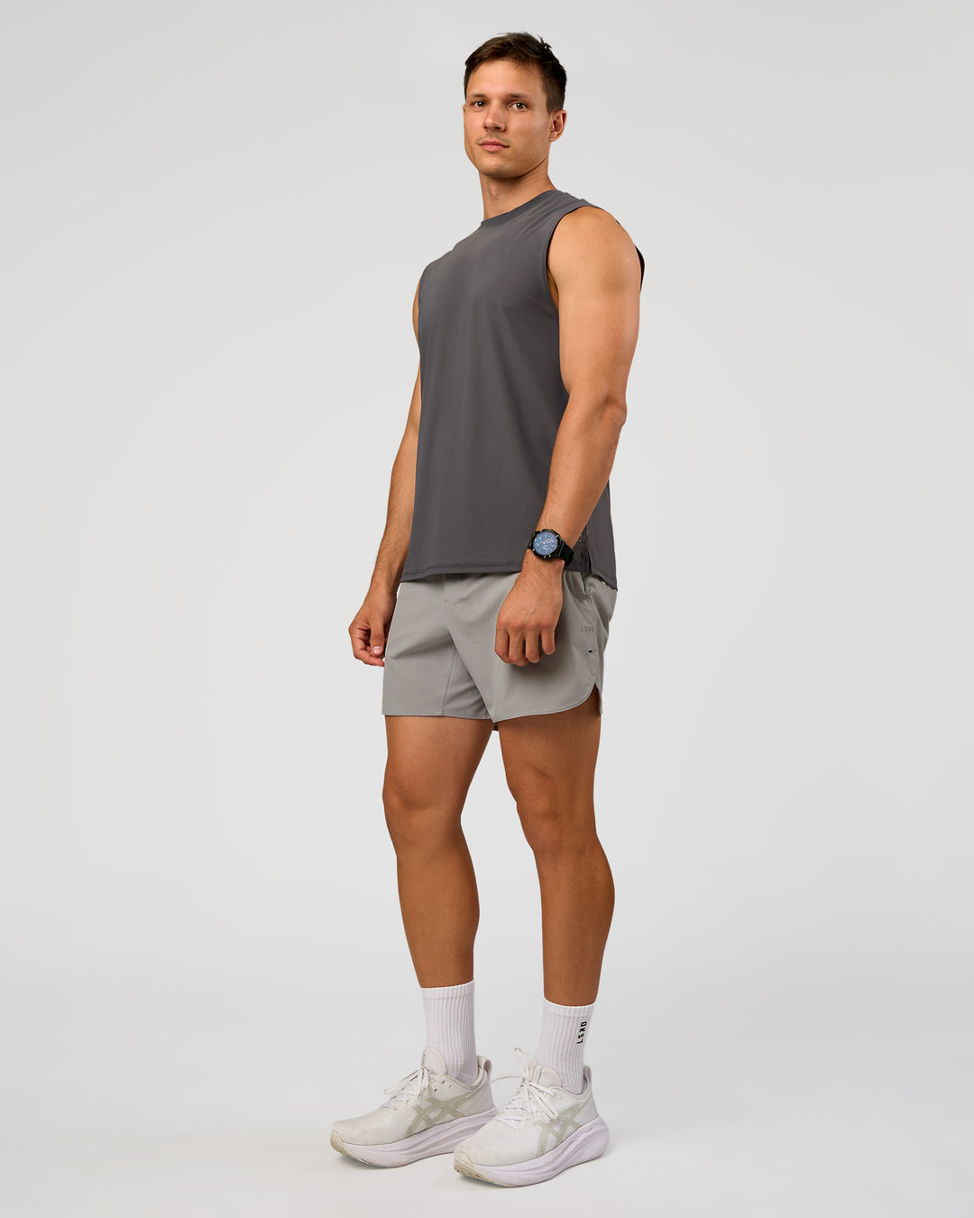 Man wearing Lift 6" Short - Alloy | Model:Liam | Size:L