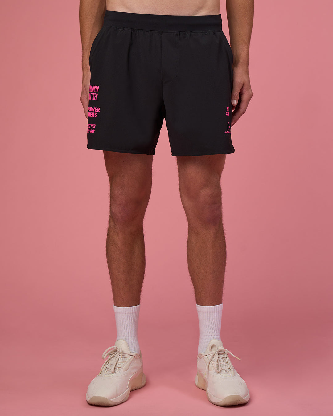 Man wearing Lift 6&quot; Short - Black-Ultra Pink | Model:Brandon | Size:L