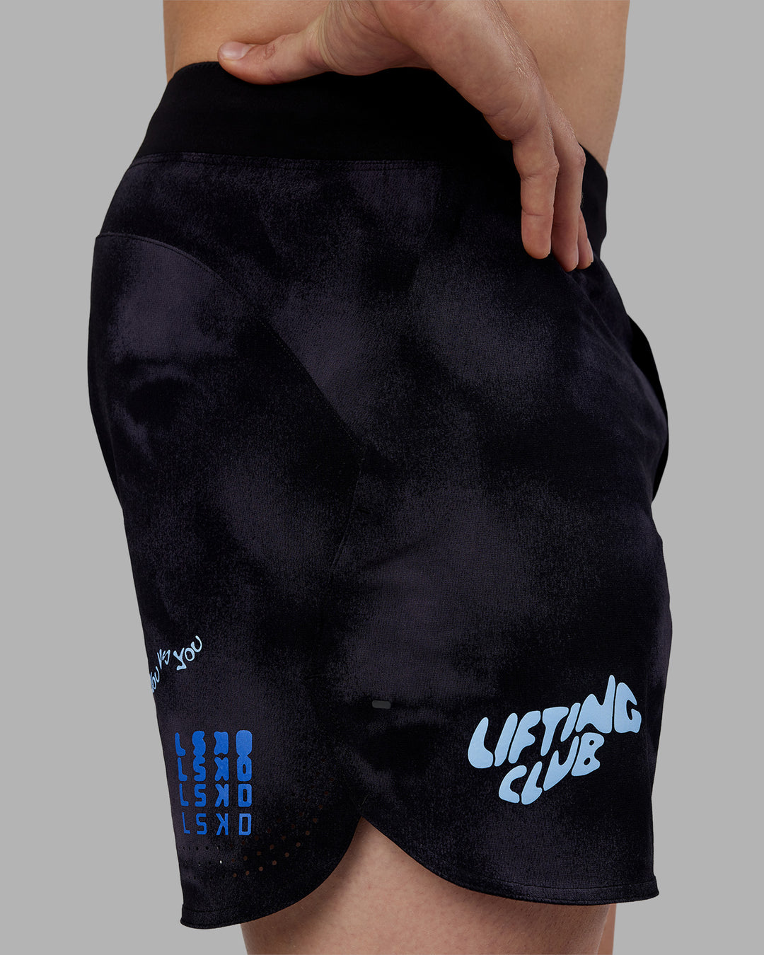 Man wearing Lift 6" Short - Black Washed-Blue | Model:Tom | Size:L