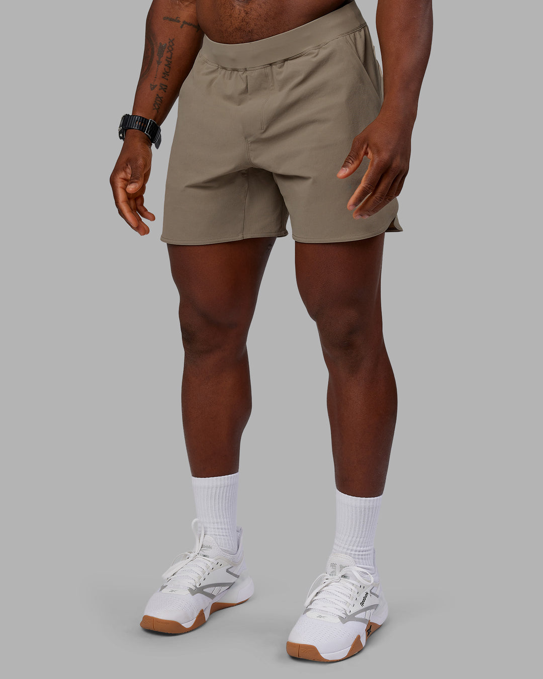 Man wearing Lift 6&quot; Short - Greige | Model:Sam | Size:L