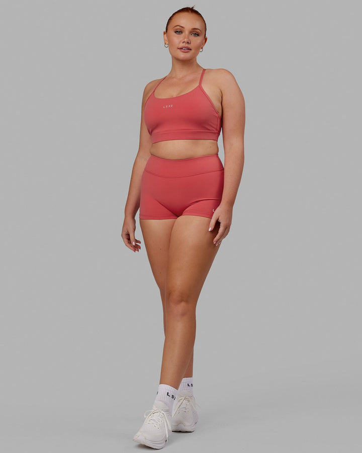 Woman wearing Lift Sports Bra - Mineral Red