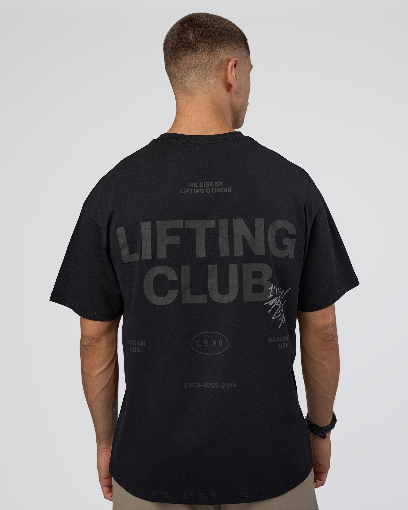Unisex Lifting Club FLXCotton Tee Oversize - Black-Black | LSKD