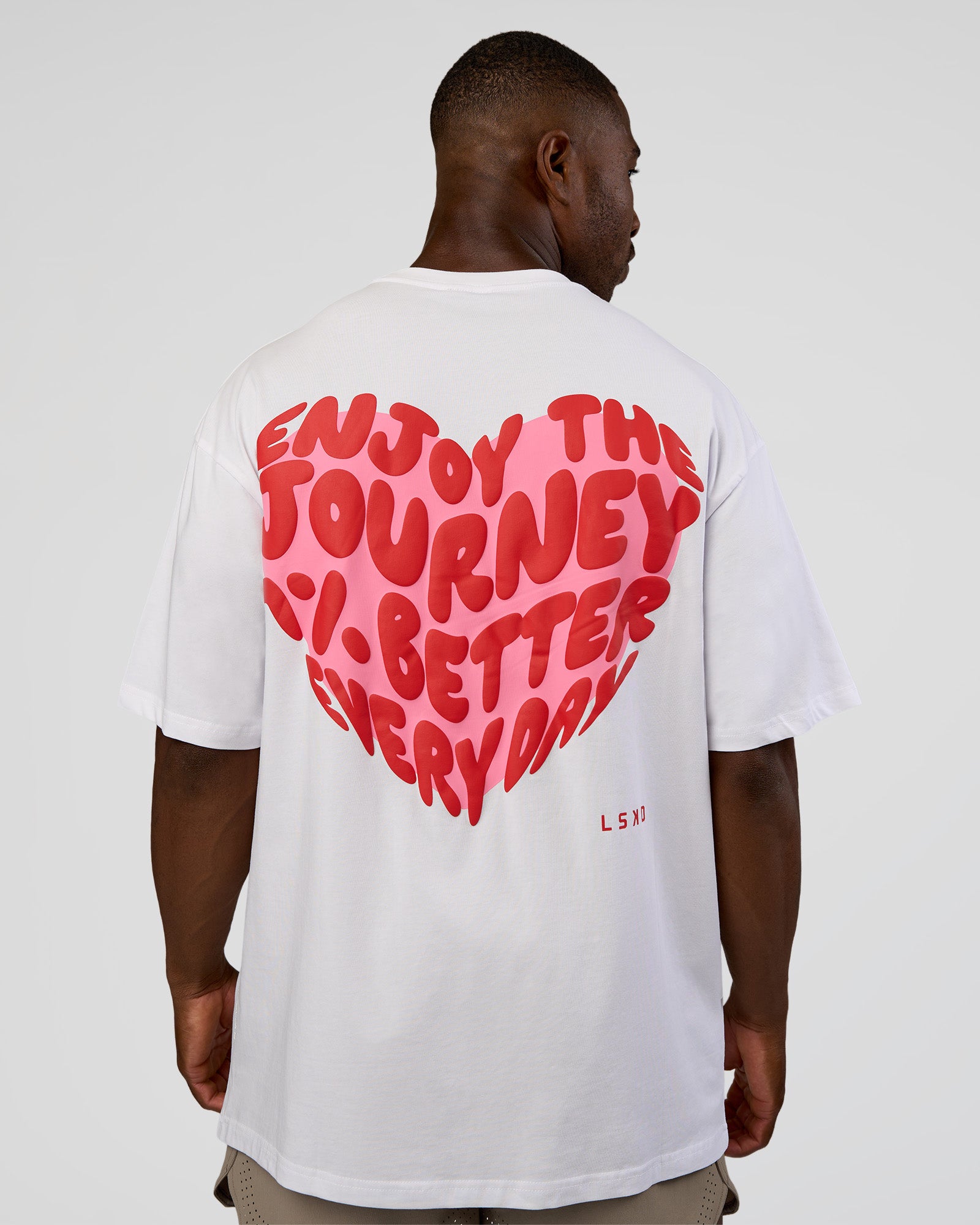 Love the Journey FLXCotton Oversized Tee - White-Candy Pink | LSKD