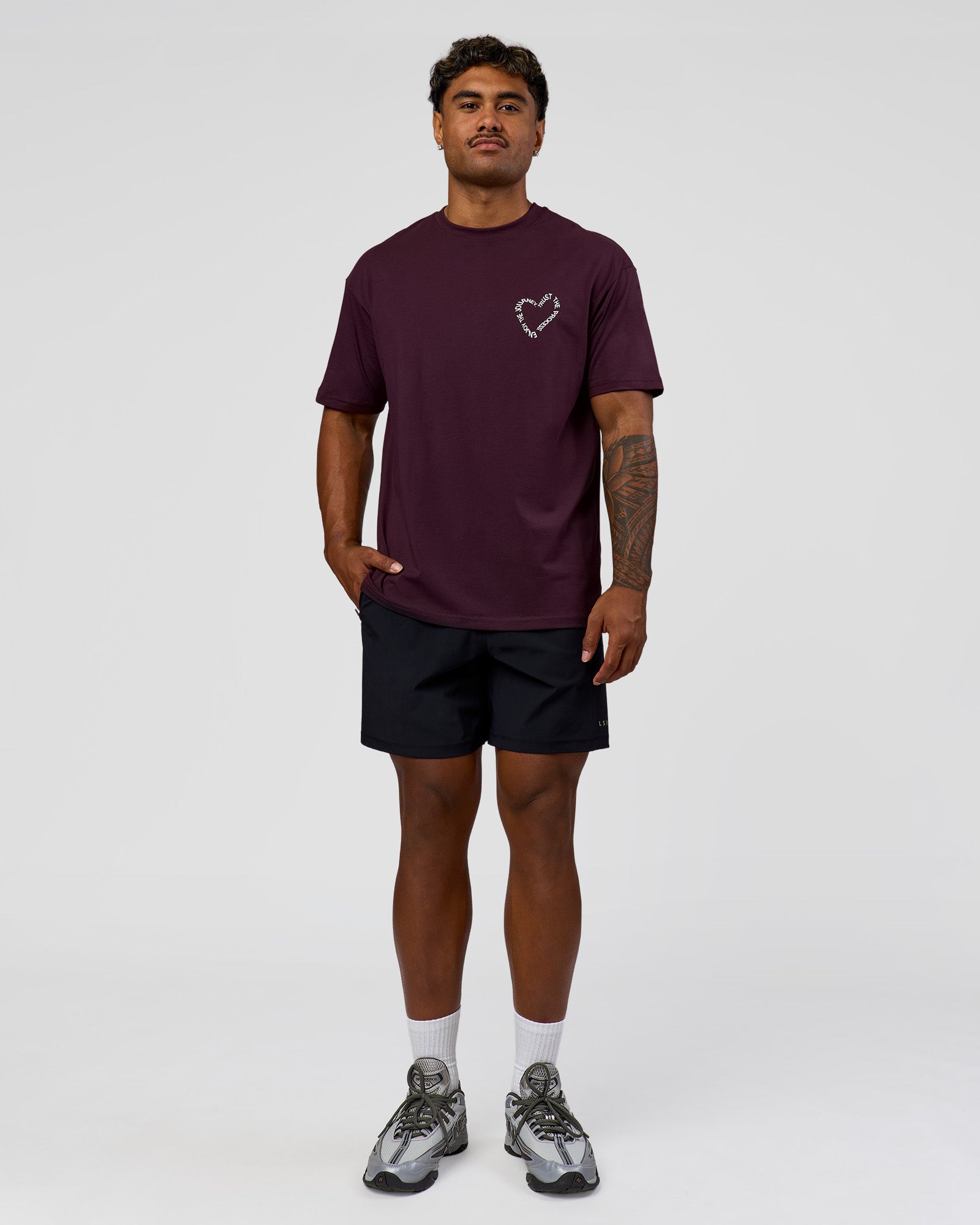 Love The Process FLXCotton Oversize Tee - Midnight Plum-White | LSKD