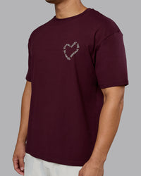 Man wearing Love The Process FLXCotton Oversize Tee - Cherry Lacquer-Shale Beige | Model:Kaelyb | Size:L