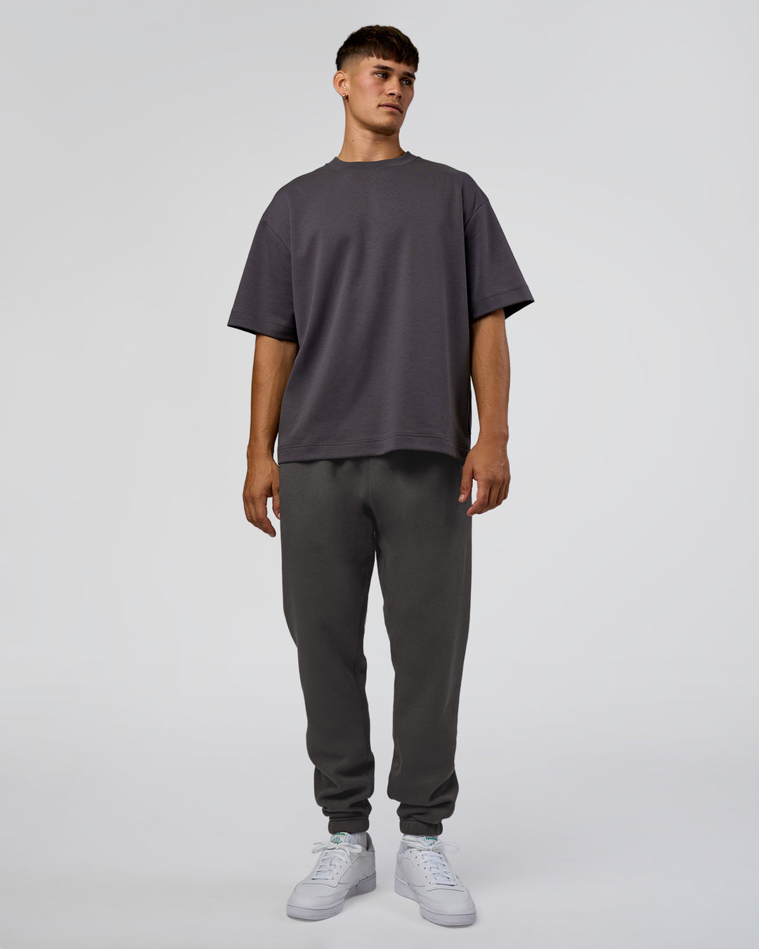 Man wearing MVP Cuffed Track Pant - Dark Storm | Model:Jackson | Size:L