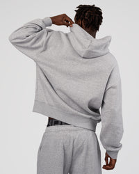 Man wearing MVP Oversized Hoodie - Light Grey Marl | Model:Okello | Size:L