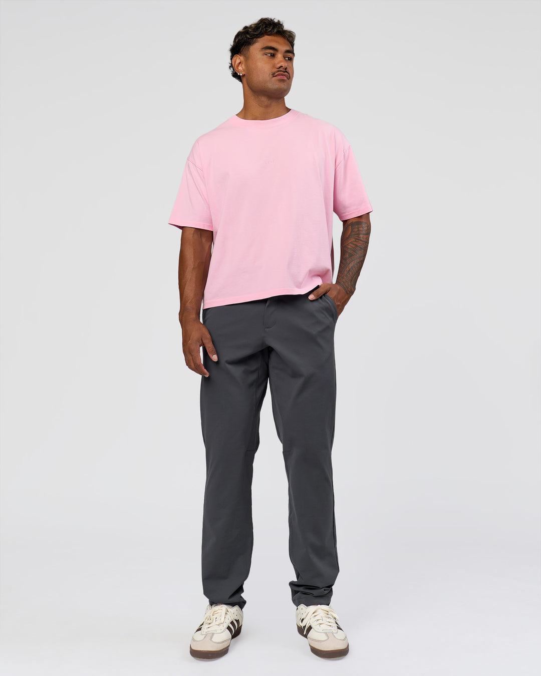 Man wearing Memory in Motion Heavyweight Boxed Tee - Marshmallow Washed | Model:Xav | Size:L